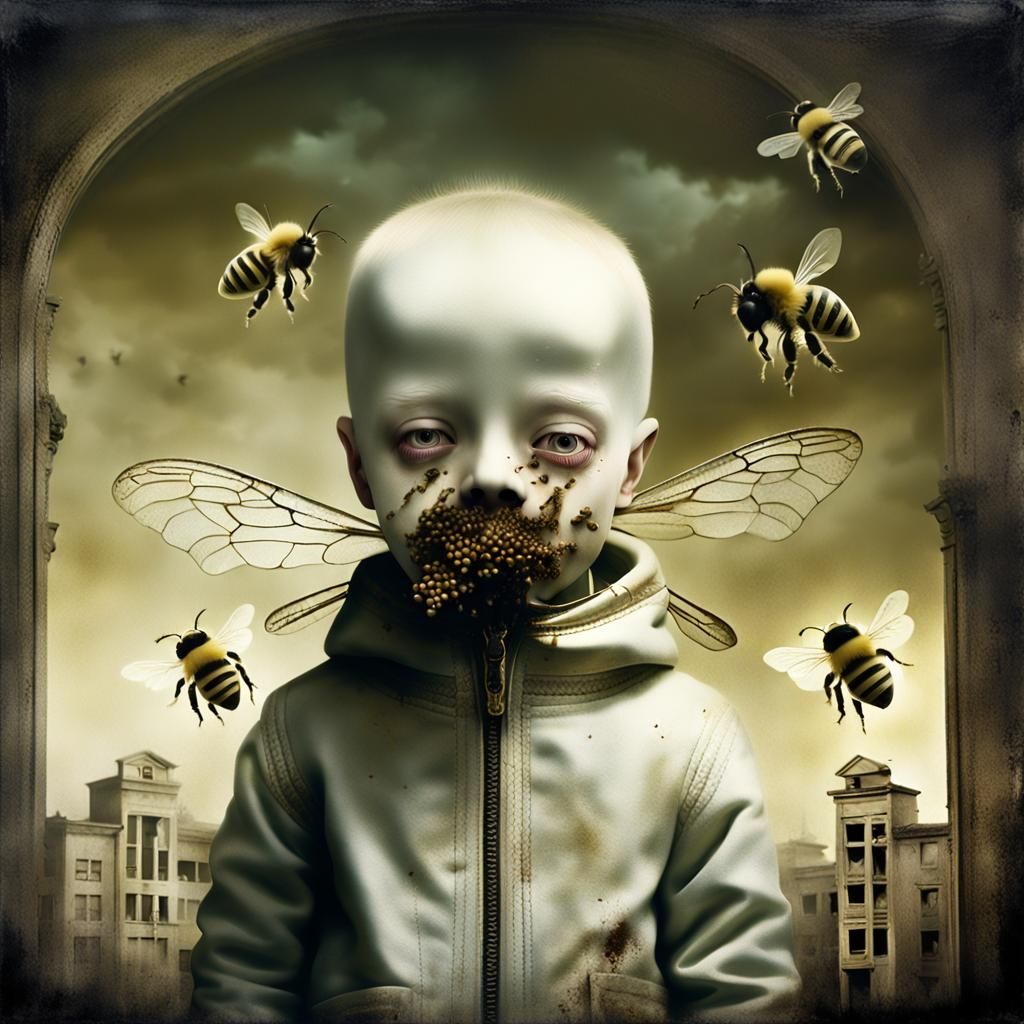 Eerie Vintage Photo of Distorted Figure with Zipped Mouth