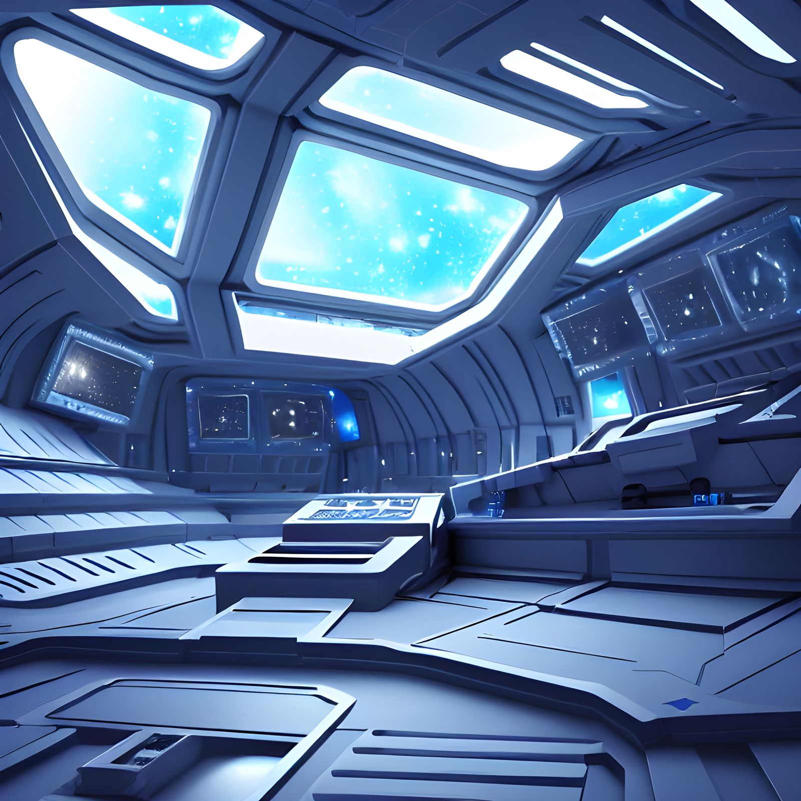 Detailed Spaceship Bridge Interior Concept Art