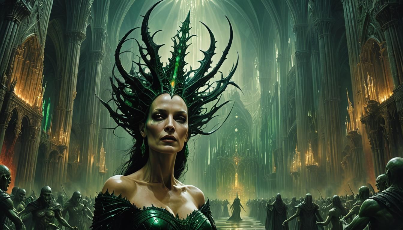 Gothic Burlesque Dancer in Starry Cathedral, Dark Fantasy Ar...