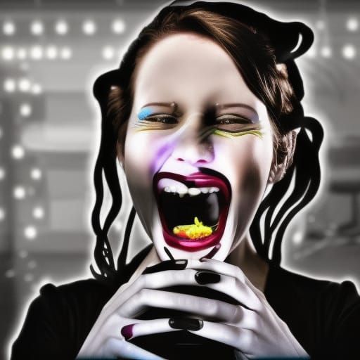 Radioactive Woman Laughing: Gothic Zombie Art