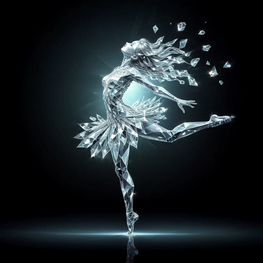 Ethereal Diamond Dancer in Geometric Abstract Art