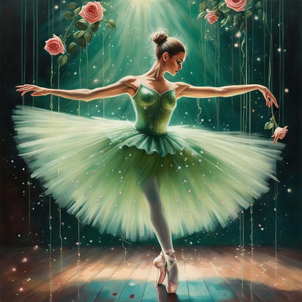 n exquisite marionette ballerina strings attached to her arm...