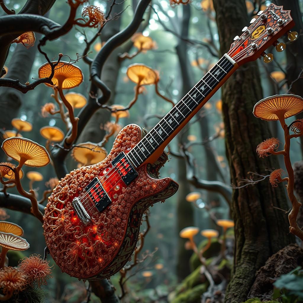 Guitar in Mycelium Network with Forest Exposure