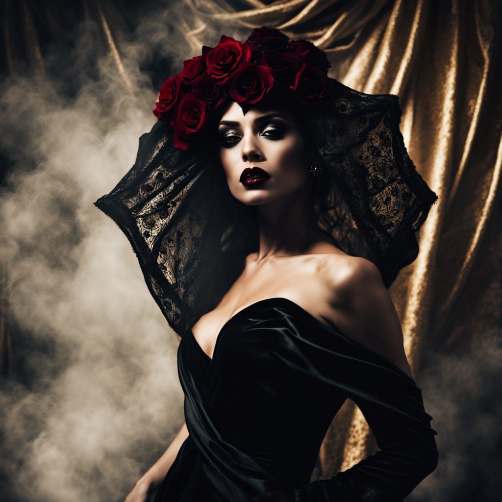 Dark Goddess Portrait in Gothic Style