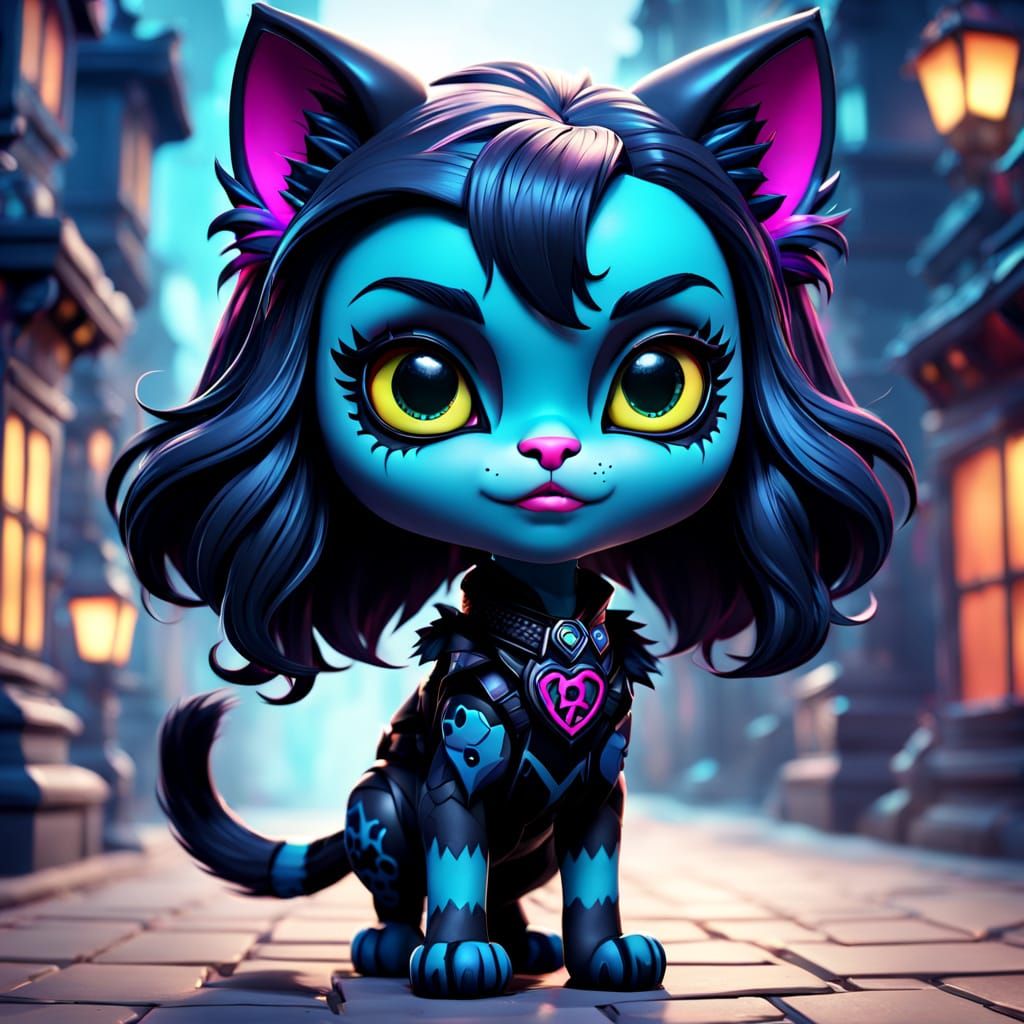 Hyperrealistic Chibi Catty Noir Digital Art