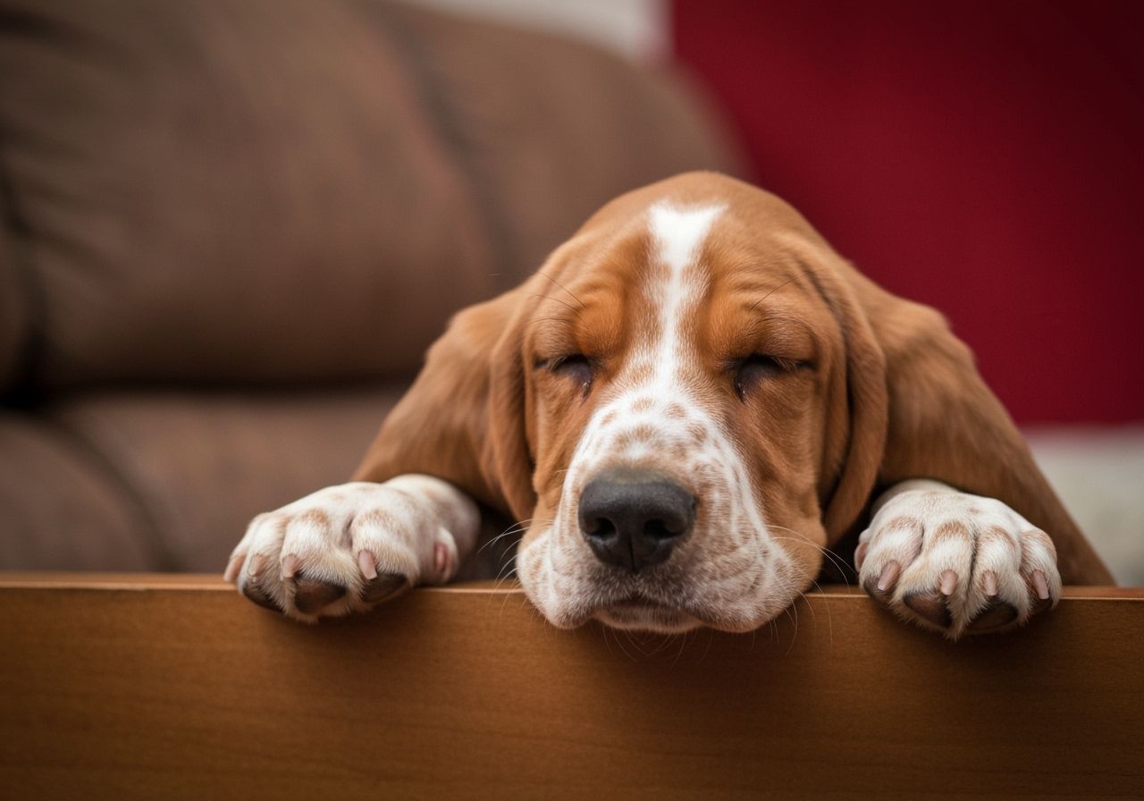 Adorable Basset Hound Puppy Sleeping Peacefully