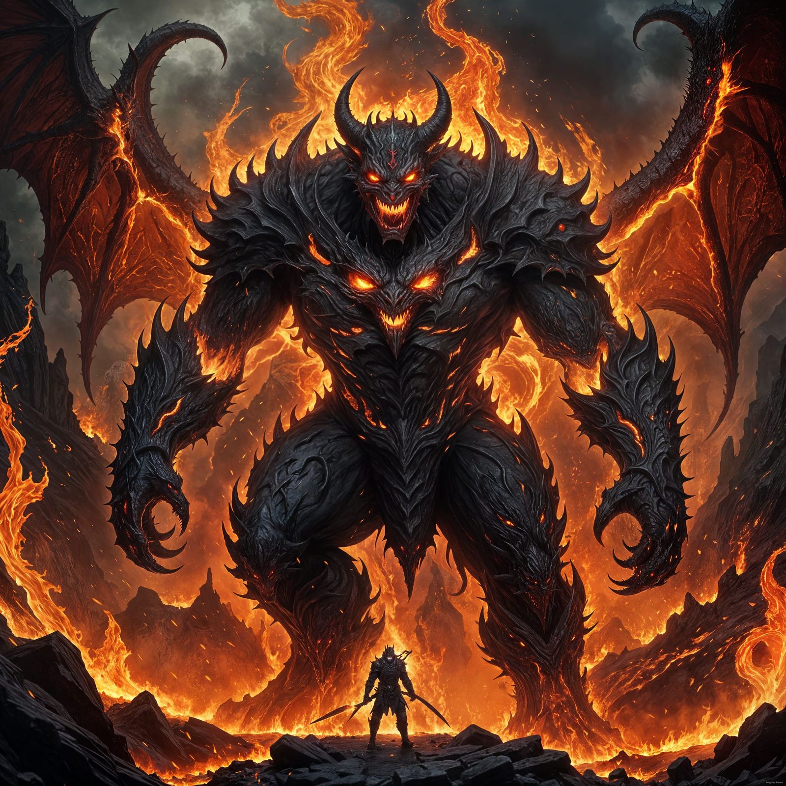 Infernal Demon Ascends from Lava Fire Hellgate