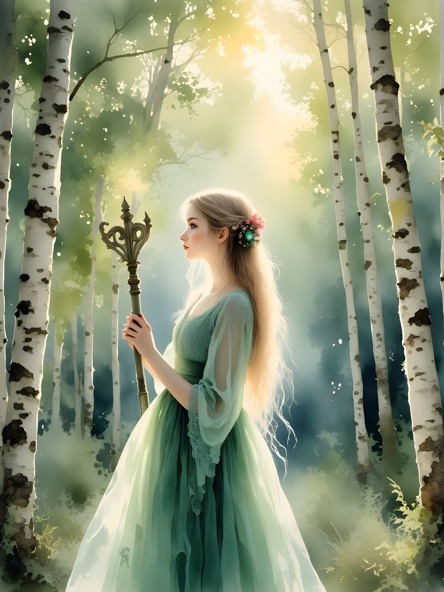 Ethereal Goddess of Norse Mythology in a Forest Clearing