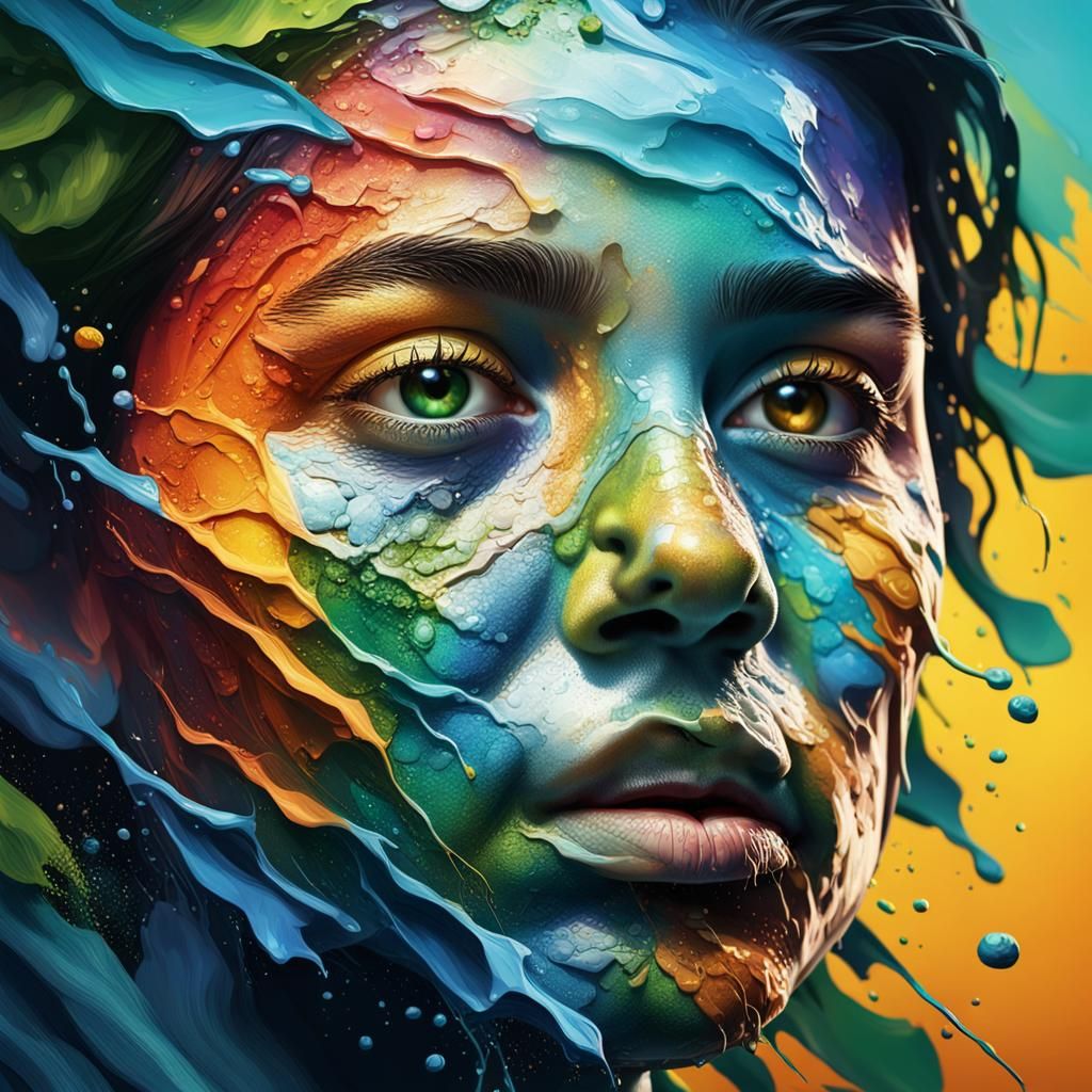 Hyperrealistic Face Made of Nature: Splash Art Concept