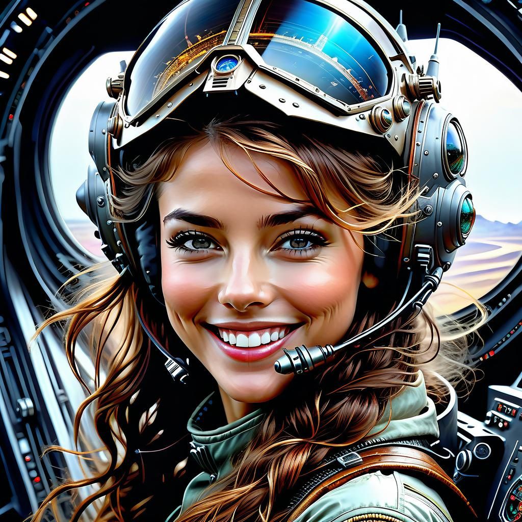 Futuristic jet pilot