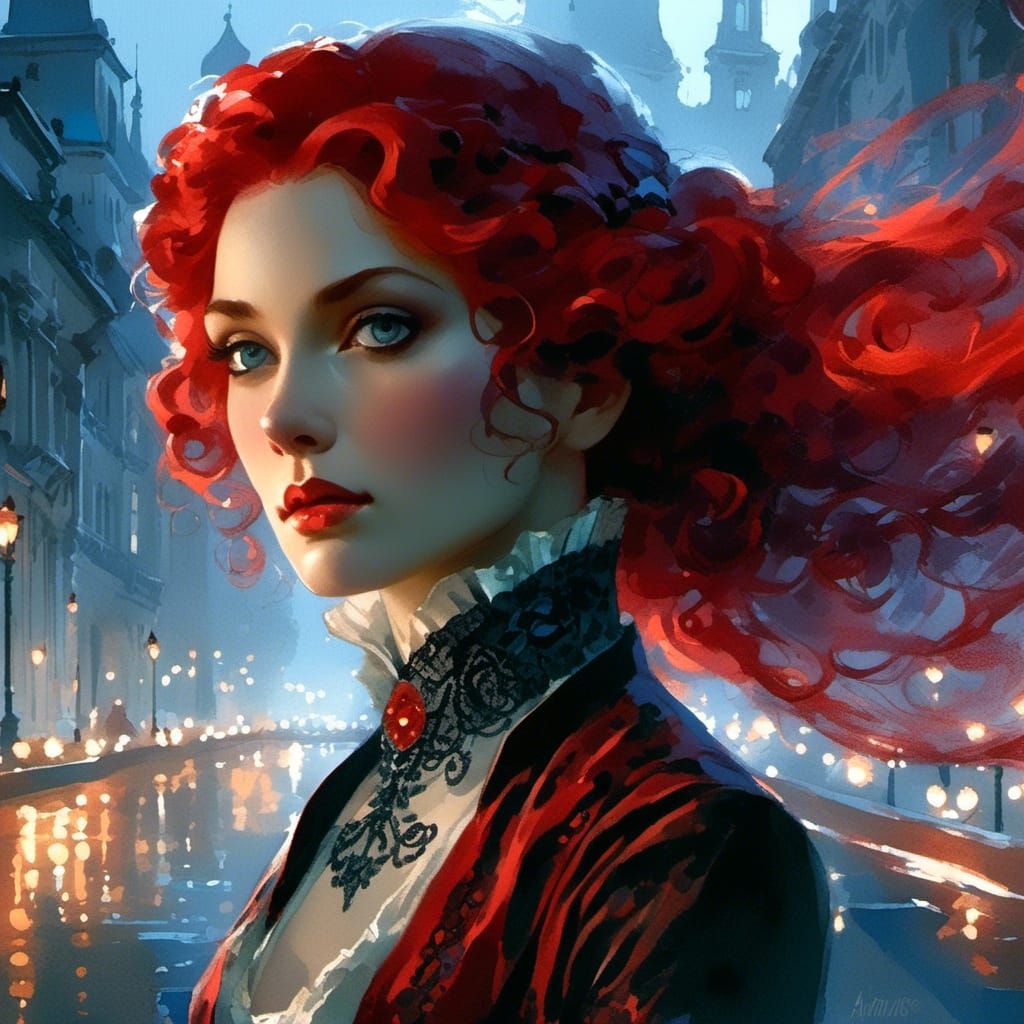 Rococo Lady in Velvet and Lace Portrait