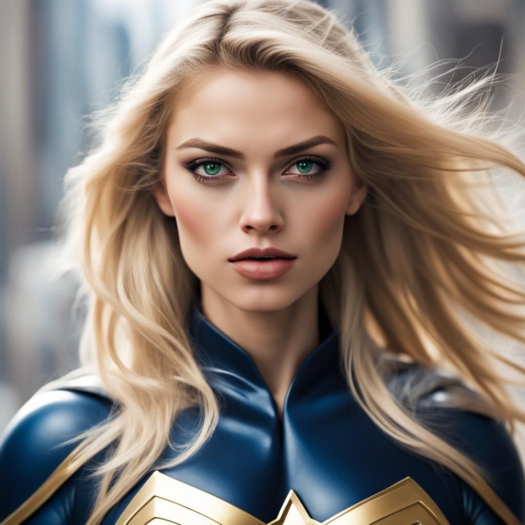 Blonde Hero Woman: AI Generated Digital Art