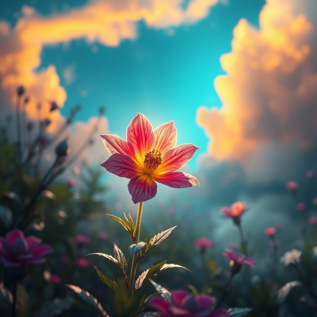 Mystical Wildflower in Lush Fantasy Environment