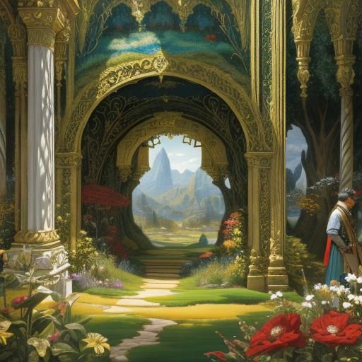 Mythical Landscape Painting in a Fanciful Style