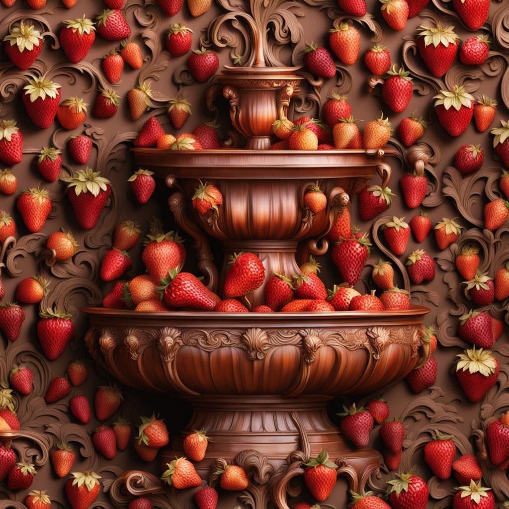 Baroque Strawberry Fountain in Golden Light