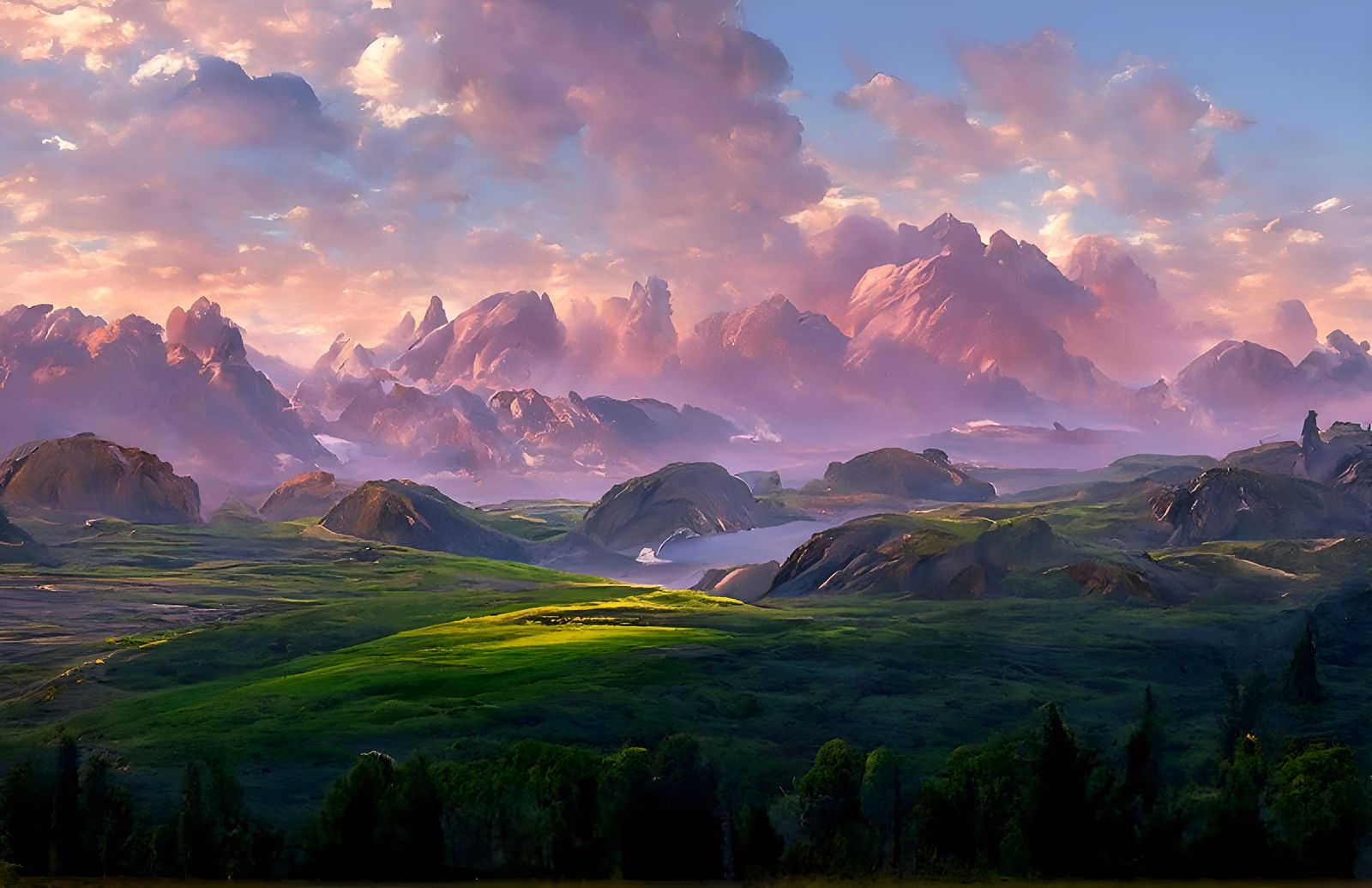 Majestic Natural Vista Painting in Detailed Landscape Style