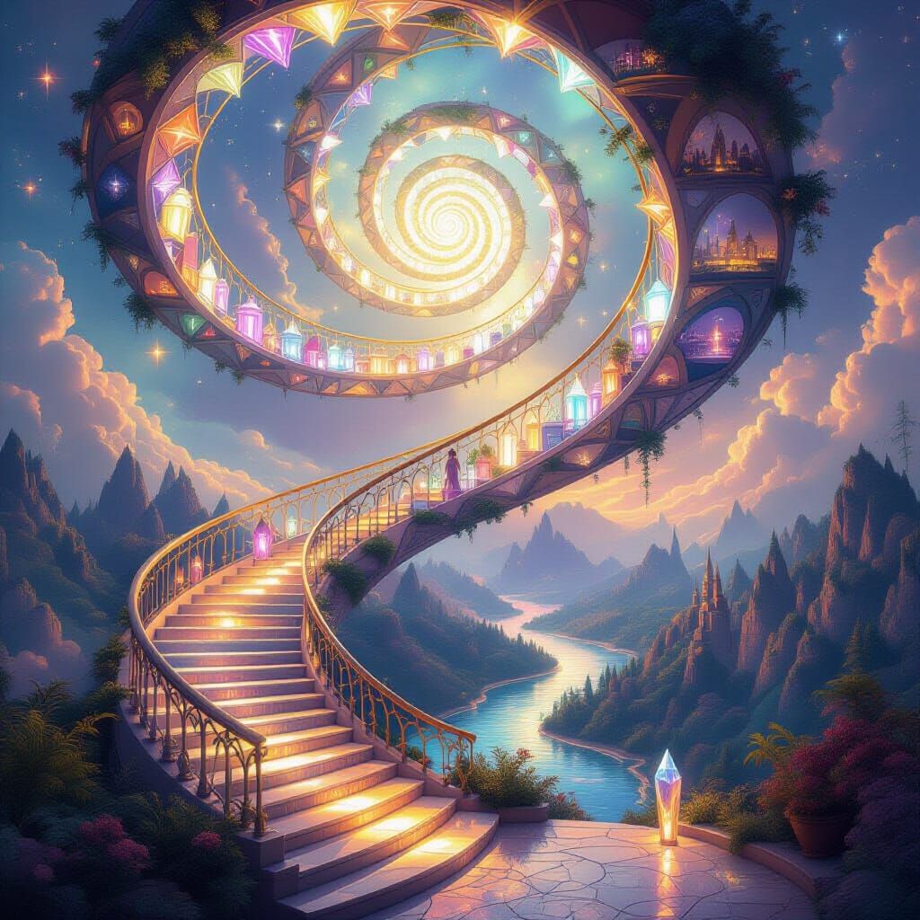 Glowing Crystal Staircase to the Sky
