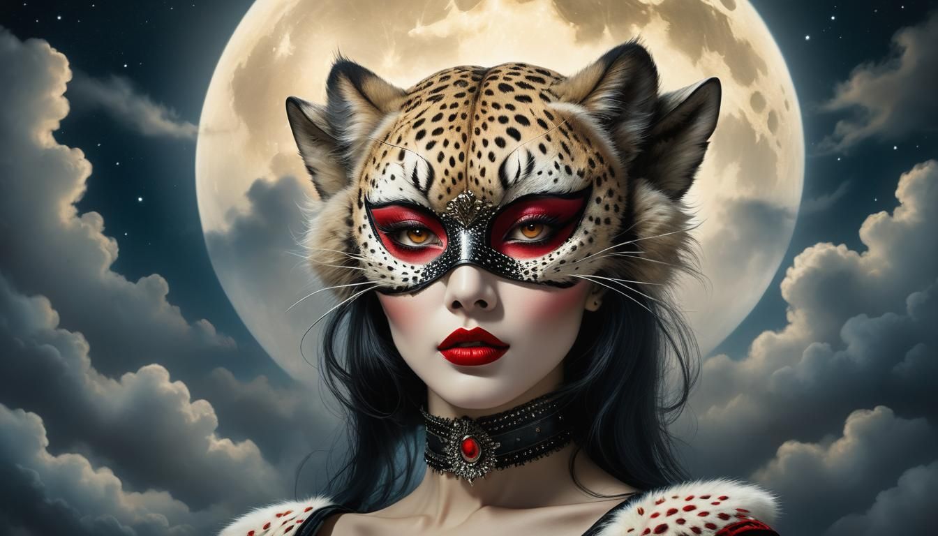 Woman in Cheetah Mask, Fantasy Horror Portrait
