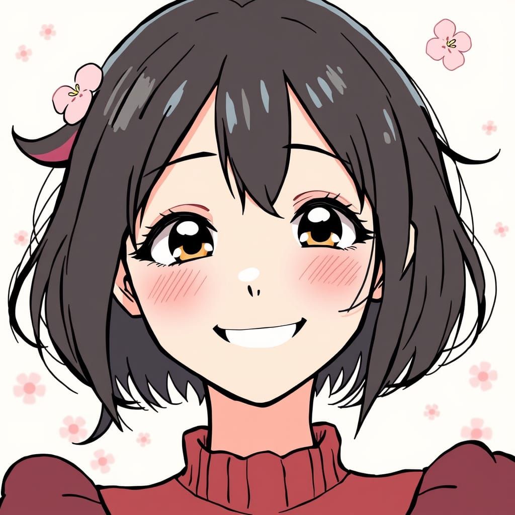 Sakura Blossom Girl Smiles Brightly in Whimsical Japanese Ma...