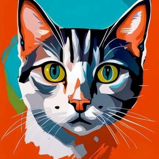European Shorthair Cat Portrait in Digital Art Style