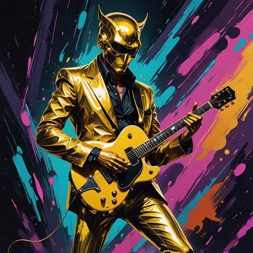 Surrealist Rocker Alien Elvis in Neon Lamé Suit