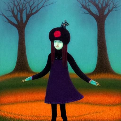 Surreal Portrait of a Child with Striped Stockings