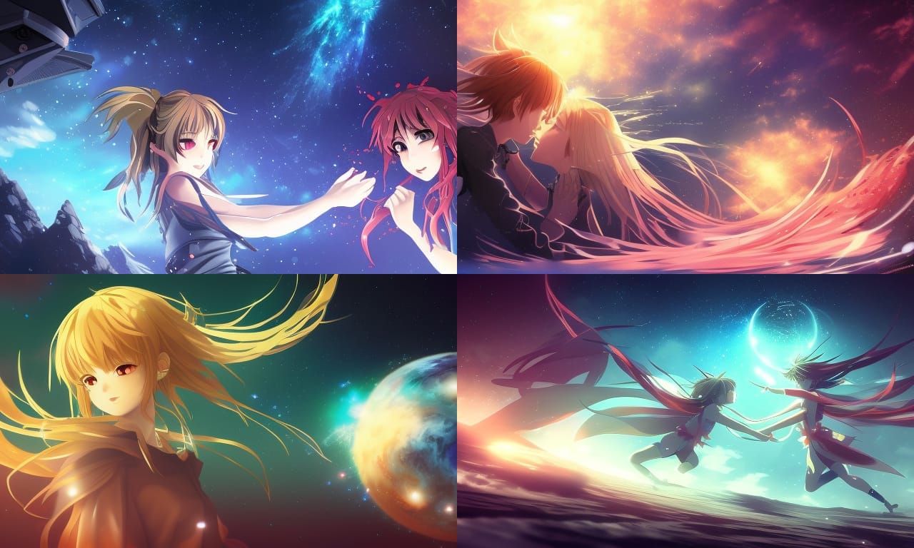 Anime Stellar Collision in Deep Color, 8K Resolution