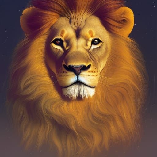 Adorable Lion Portrait with Curly Mane