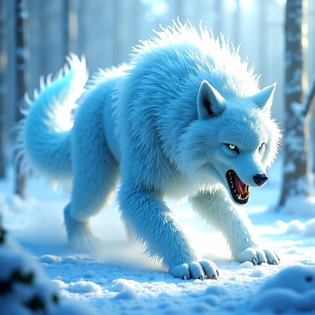 Icy Werewolf Dragon with Intense Powers