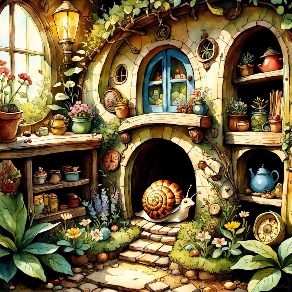 Charming Snail's Cozy Underground Abode in Whimsical Waterco...
