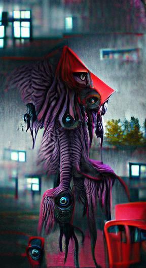 Ominous Mindflayer Monster in Retrofuturistic Style