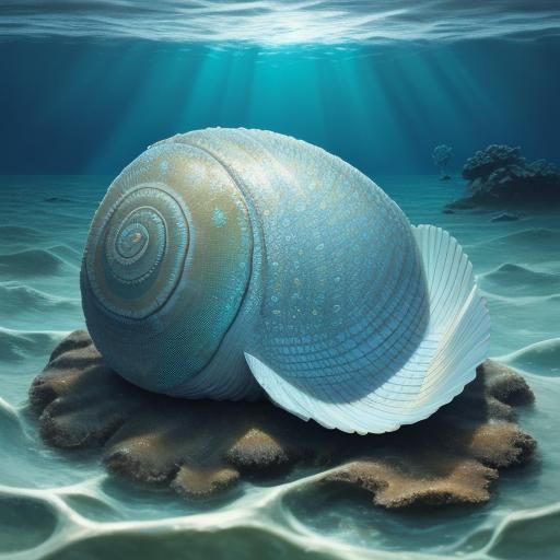 Bolinus brandaris Sea Snail in Dreamy Marine Scene