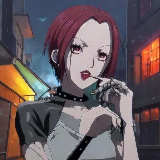 Cute Red-Haired Anime Vampire in 3D Style