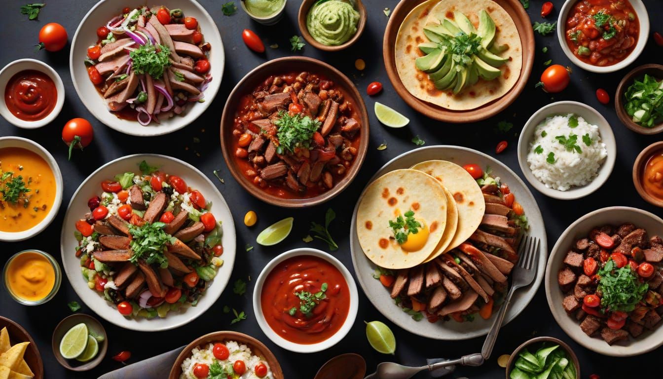 Mouthwatering Mexican Feast on Grand Dining Table