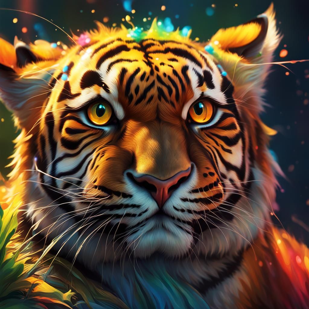 Hyperrealistic Cat Portrait in Splash Art Style