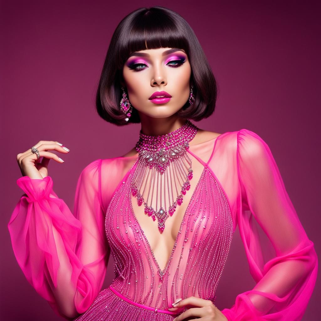 Tugtupite Goddess in Synthwave Neon Retro Style