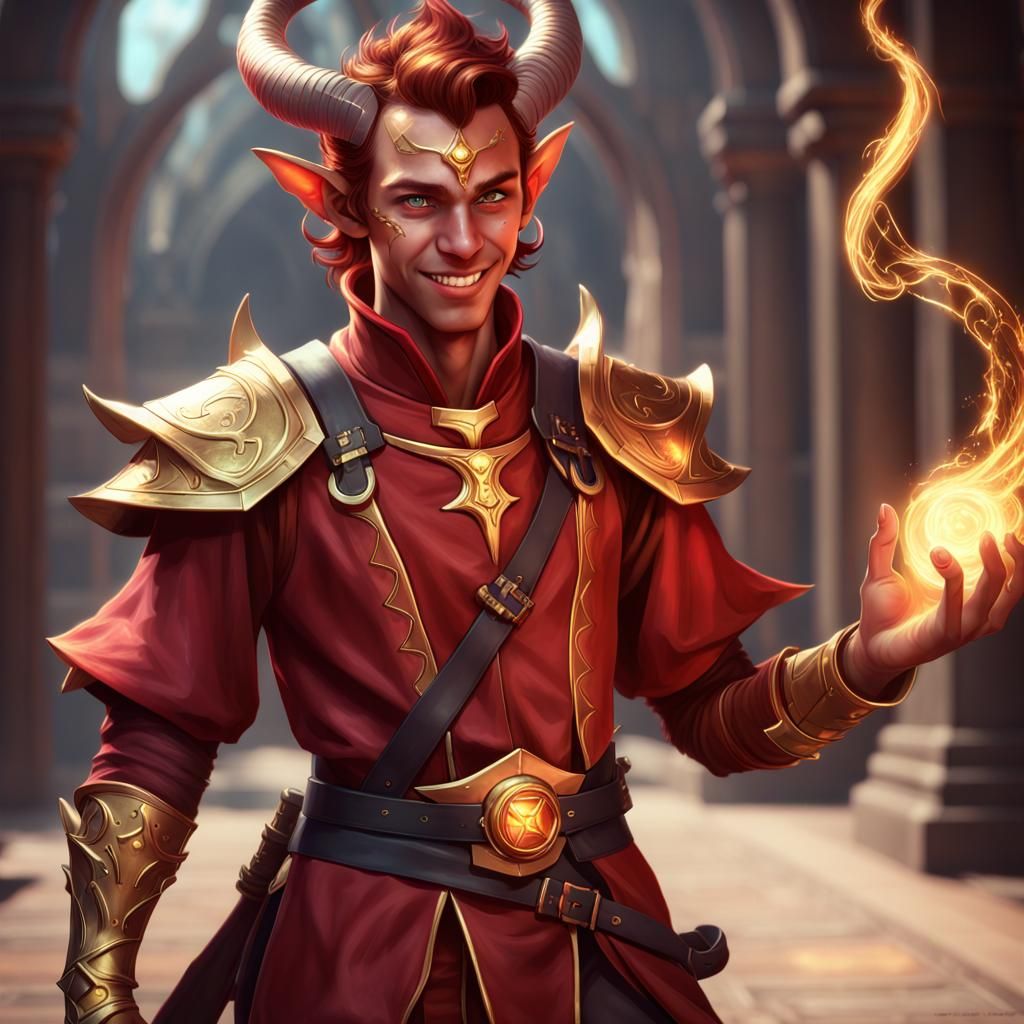 Zorus the Celestial warlock Tiefling