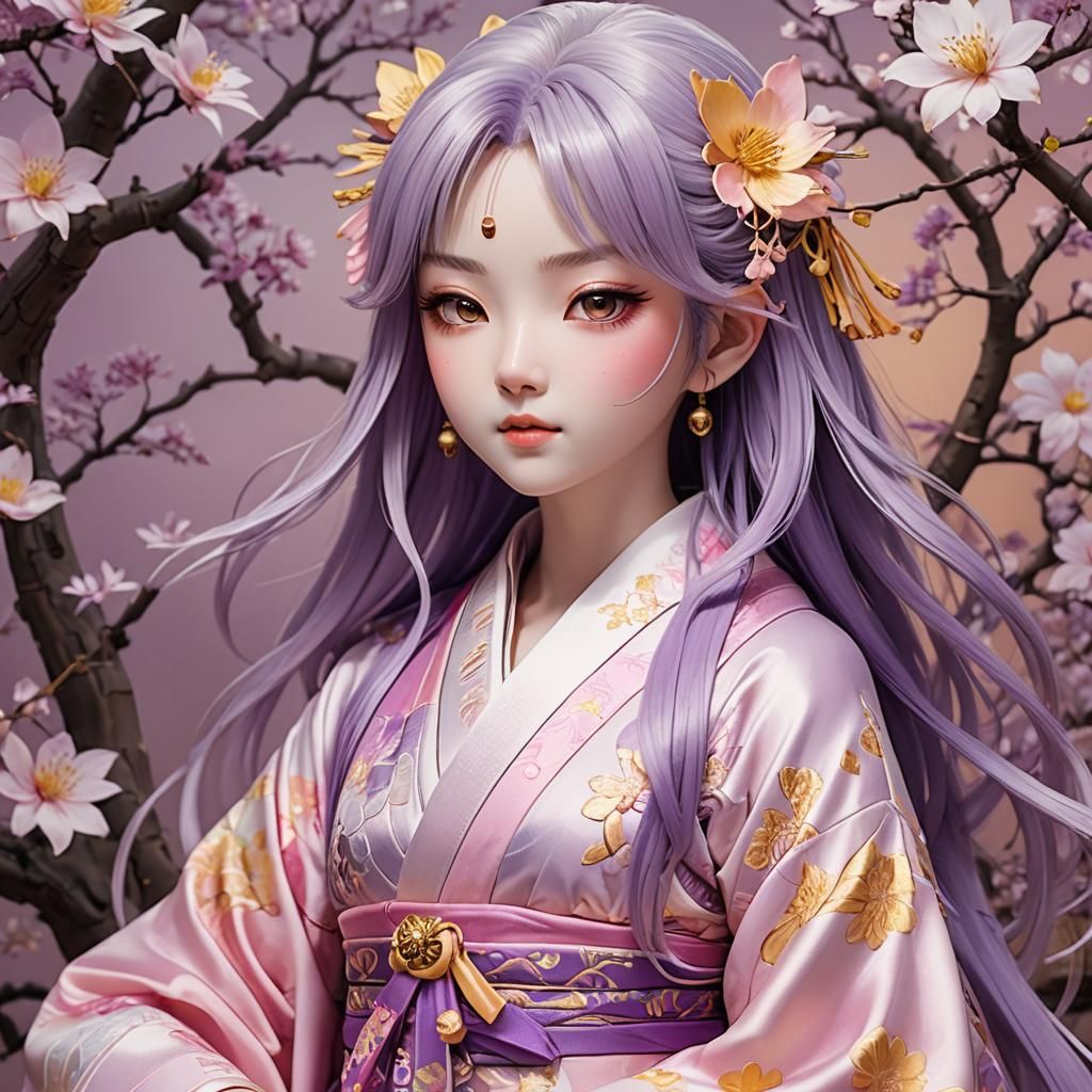 Ancient Japanese Goddess in Manga Style