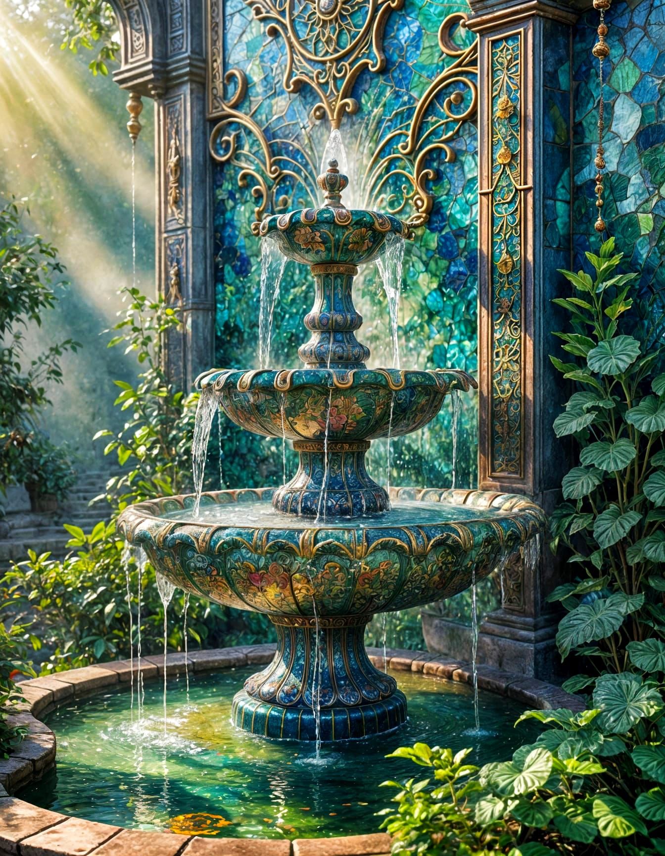 Cloisonné fountain