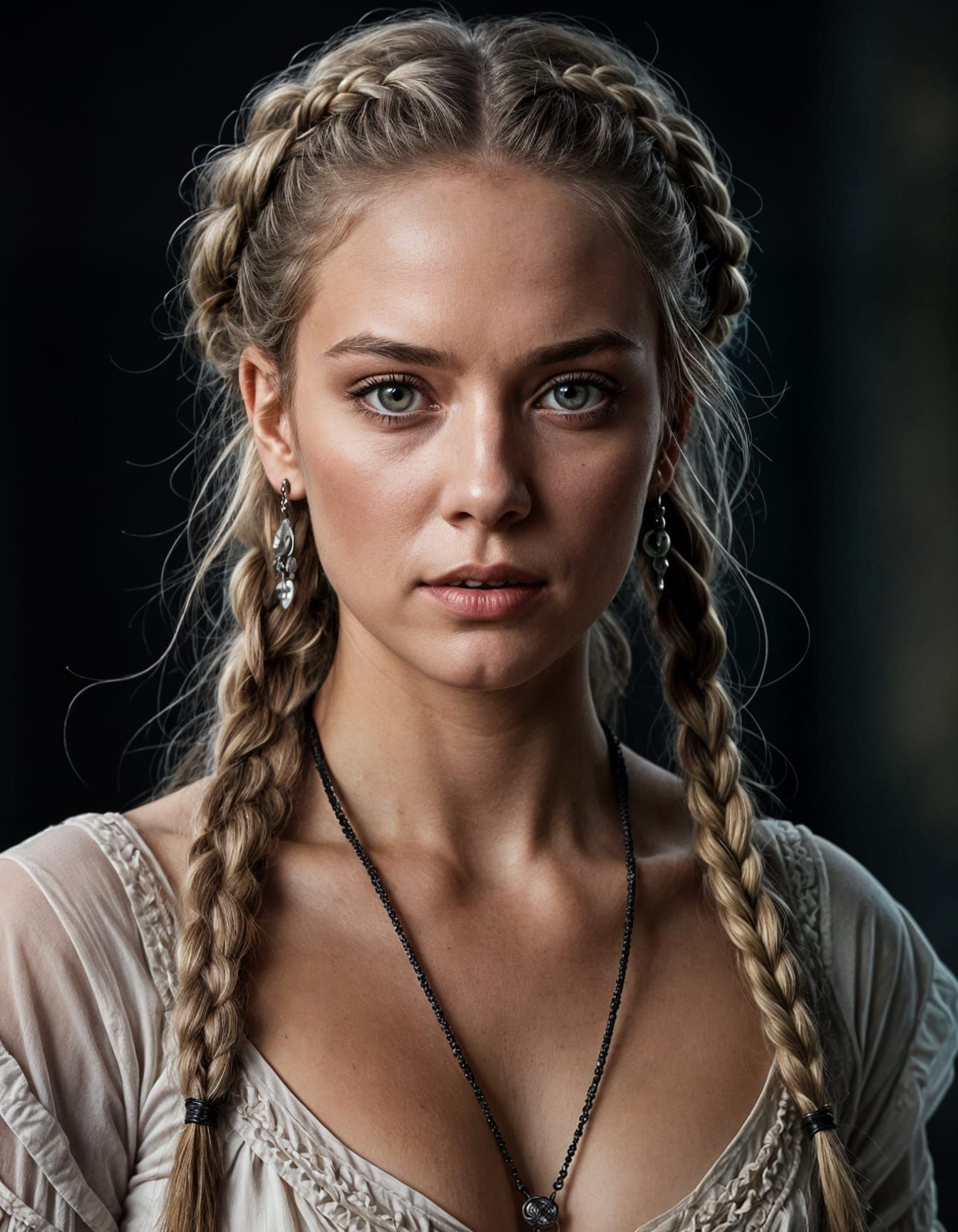 Elegant Female Pirate Portrait in Soft Pastel Hues