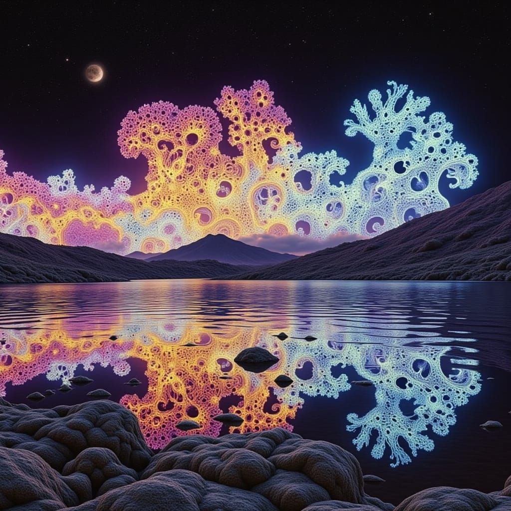 Surreal Mercury Lake Reflects Non-Existent City