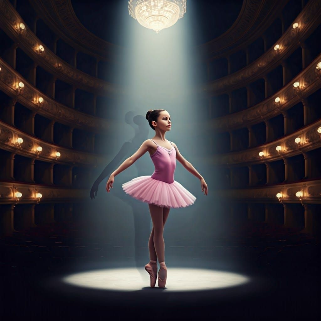 Young Ballerina Chasing Elegance in Degas-Inspired Dance Sce...