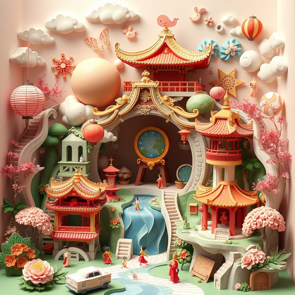 Fantastical 3D Paper Sculptures: Colorful Digital Art