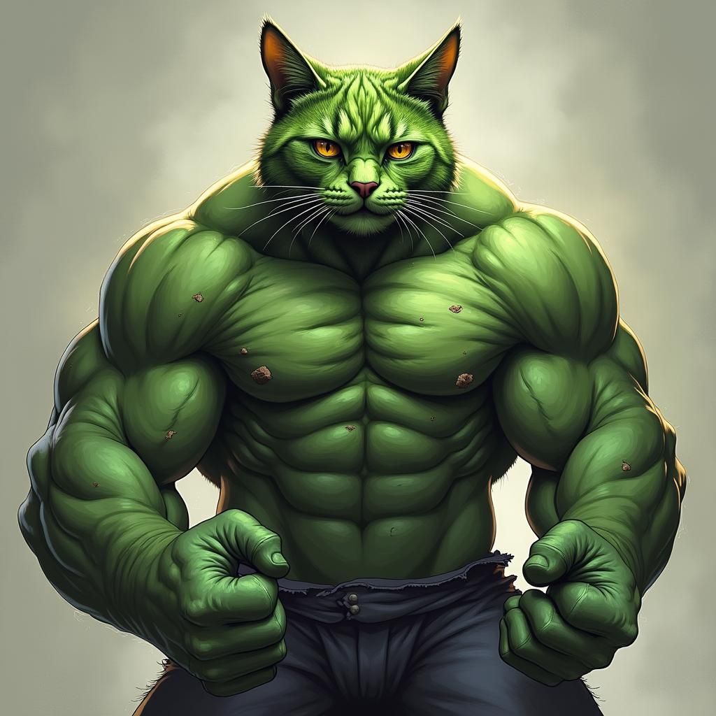 Cat Hulk Digital Art