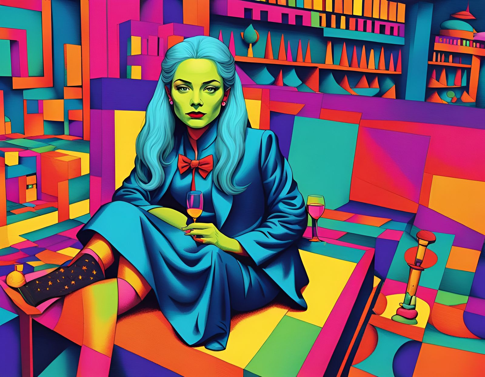 Queen Cynthia's Psychedelic Divorce Party in Abstract Art