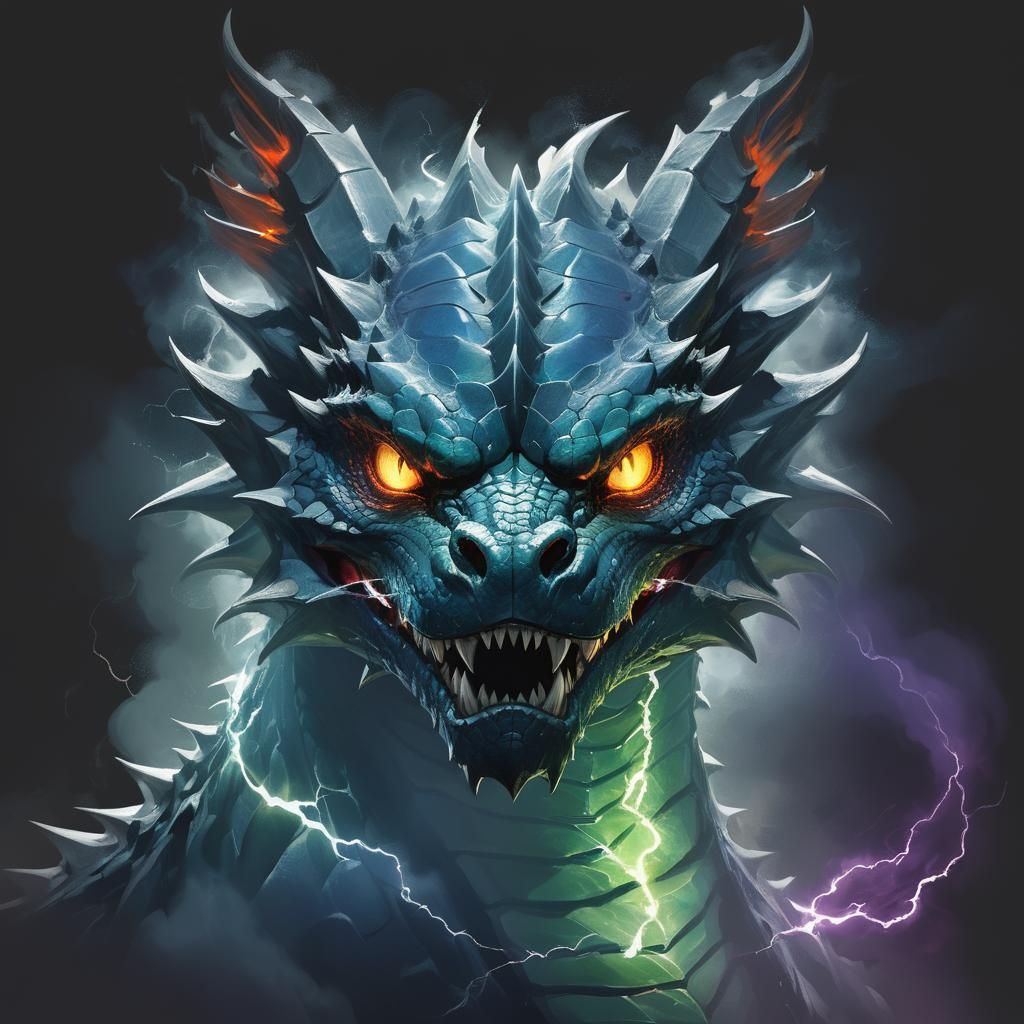 Electric Dragon in a Sinister Fantasy Style