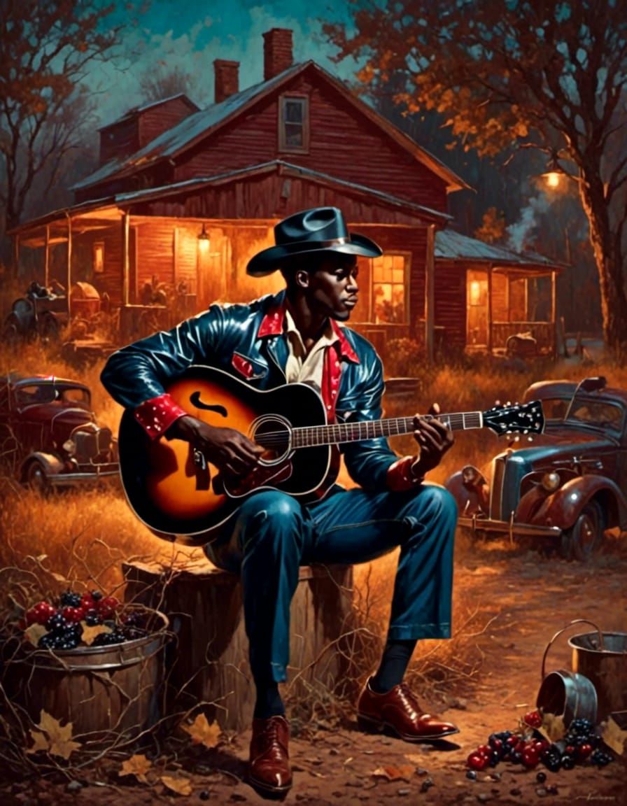 Rockabilly Man Playing Guitar