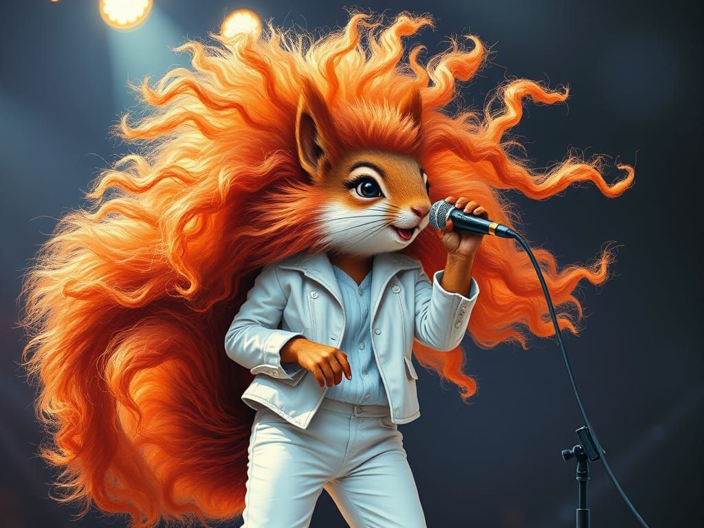 Squirrel Pop Star Concert in Impressionistic Style