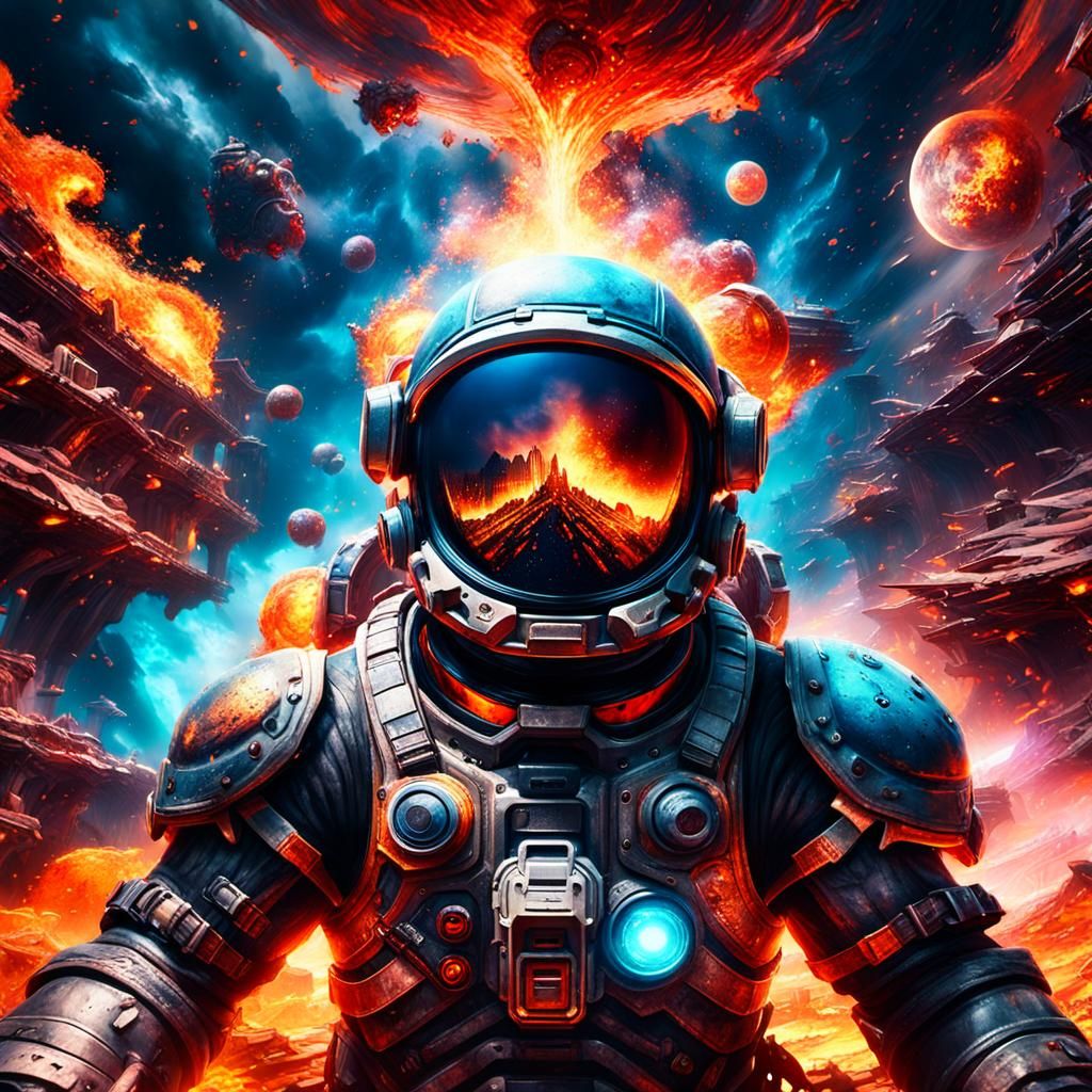 Epic Hellscape Battle in Digital Matte Painting Style