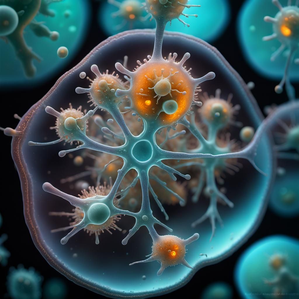 Microscopic Amoebas: Hyperrealistic 3D Render